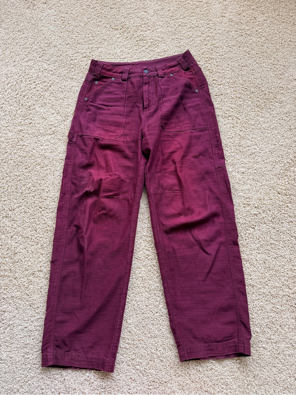 Free Low Straight Leg Utility Pants - Burgundy Mid-Rise